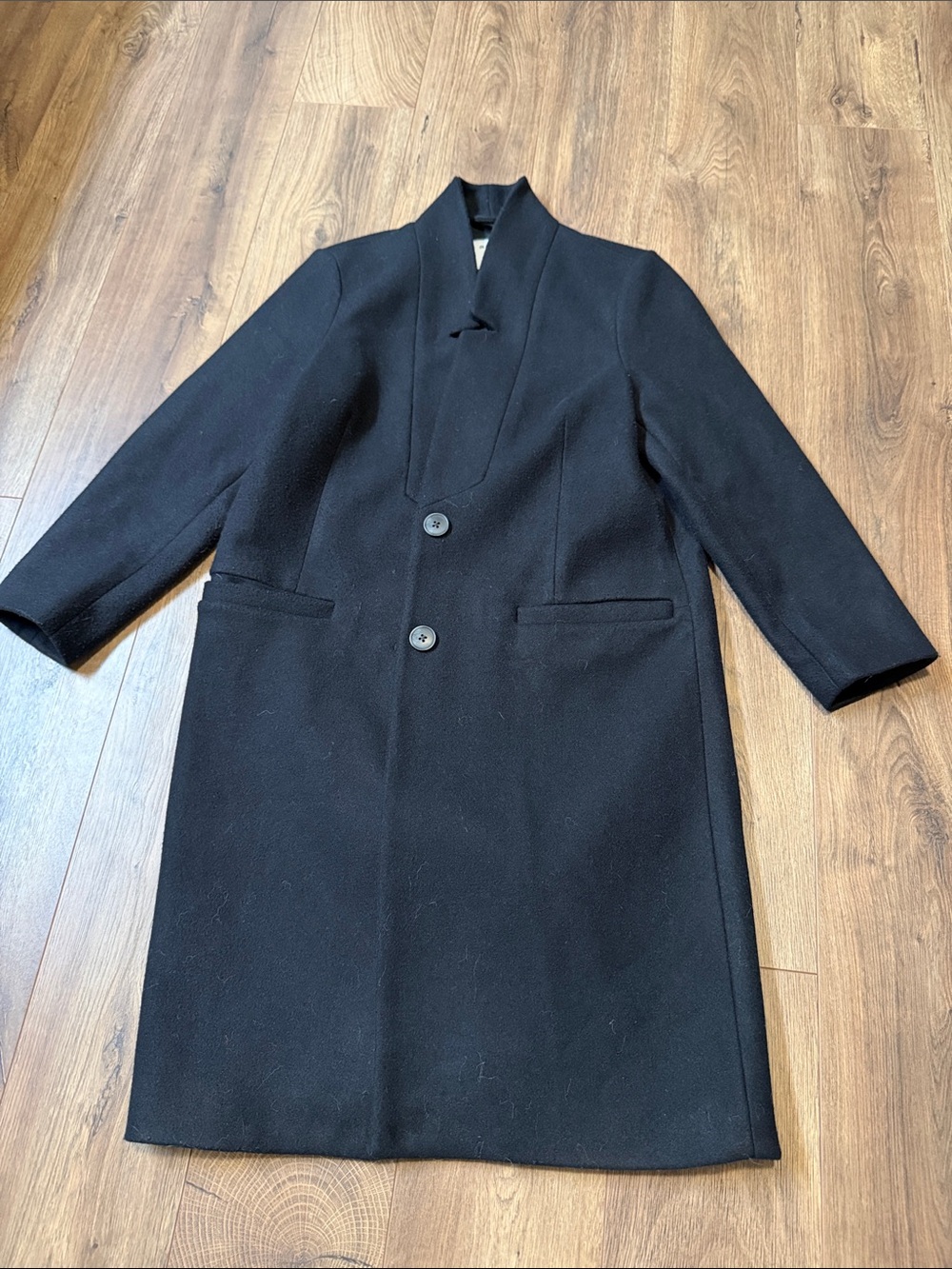 Like New Old Navy Black Wool Blend Button Front Coat SZ XS Petite